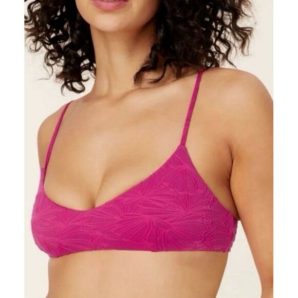 Andie Women's L Molokai Embossed Bikini Top Lava Pink NWT 6561 - Picture 1 of 11